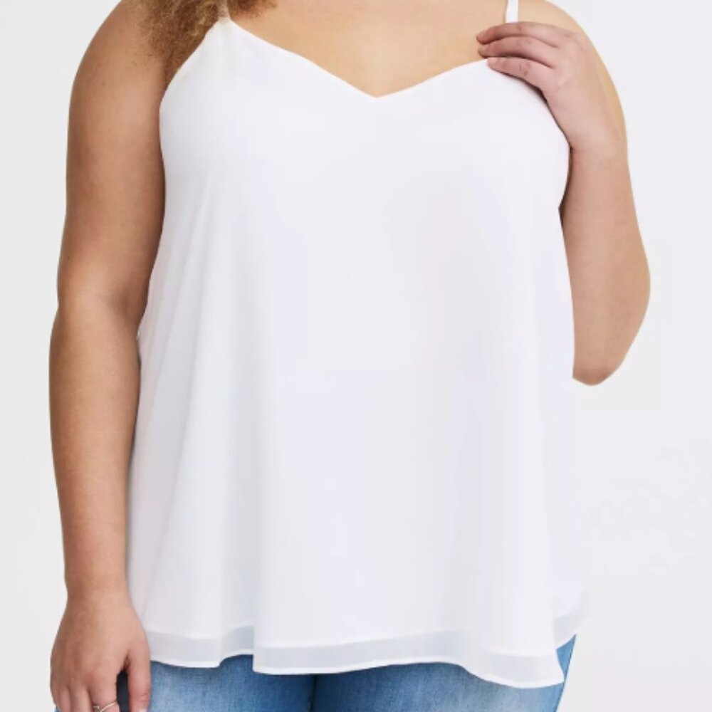 Torrid Sophie Chiffon Double Layer Swing Cami - white - size L 14/16